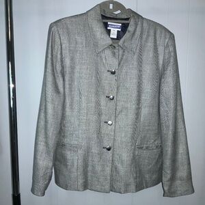 Pendleton silk flax tweed button front jacket Sz 14 vintage silvertone buttons